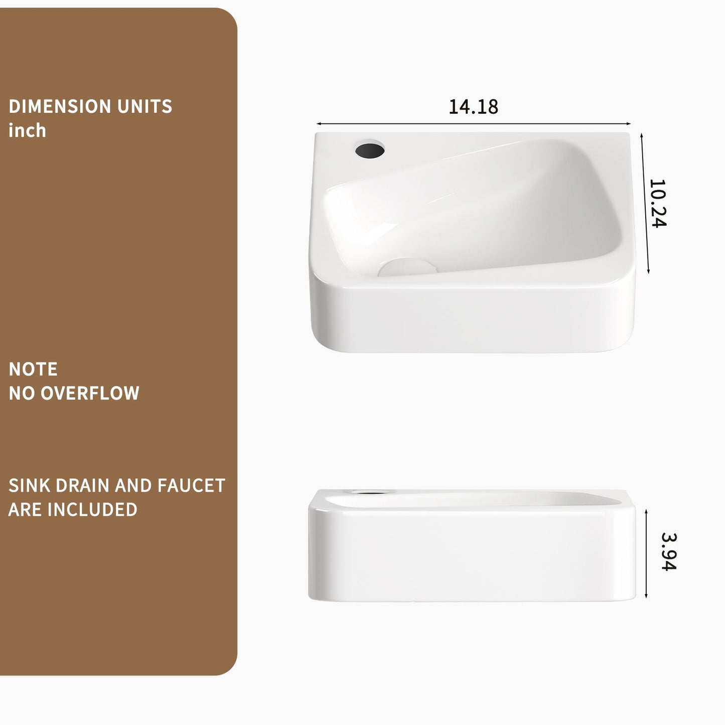 Wall Mounted Bathroom Sink With Faucet And Drain