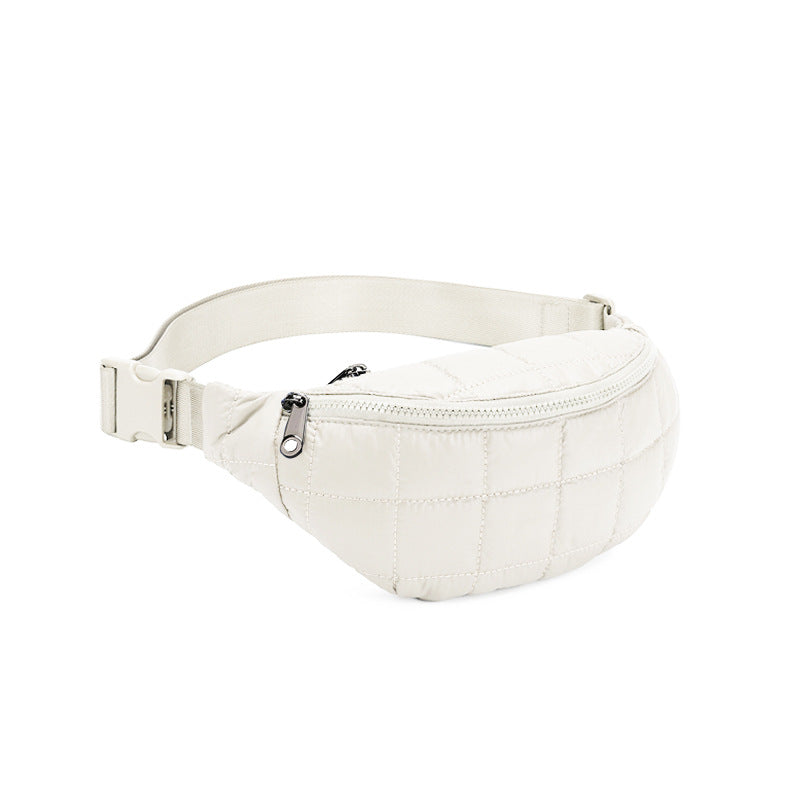 Solid-color Casual Crossbody Waist Bag With A Quilted Diamond Pattern