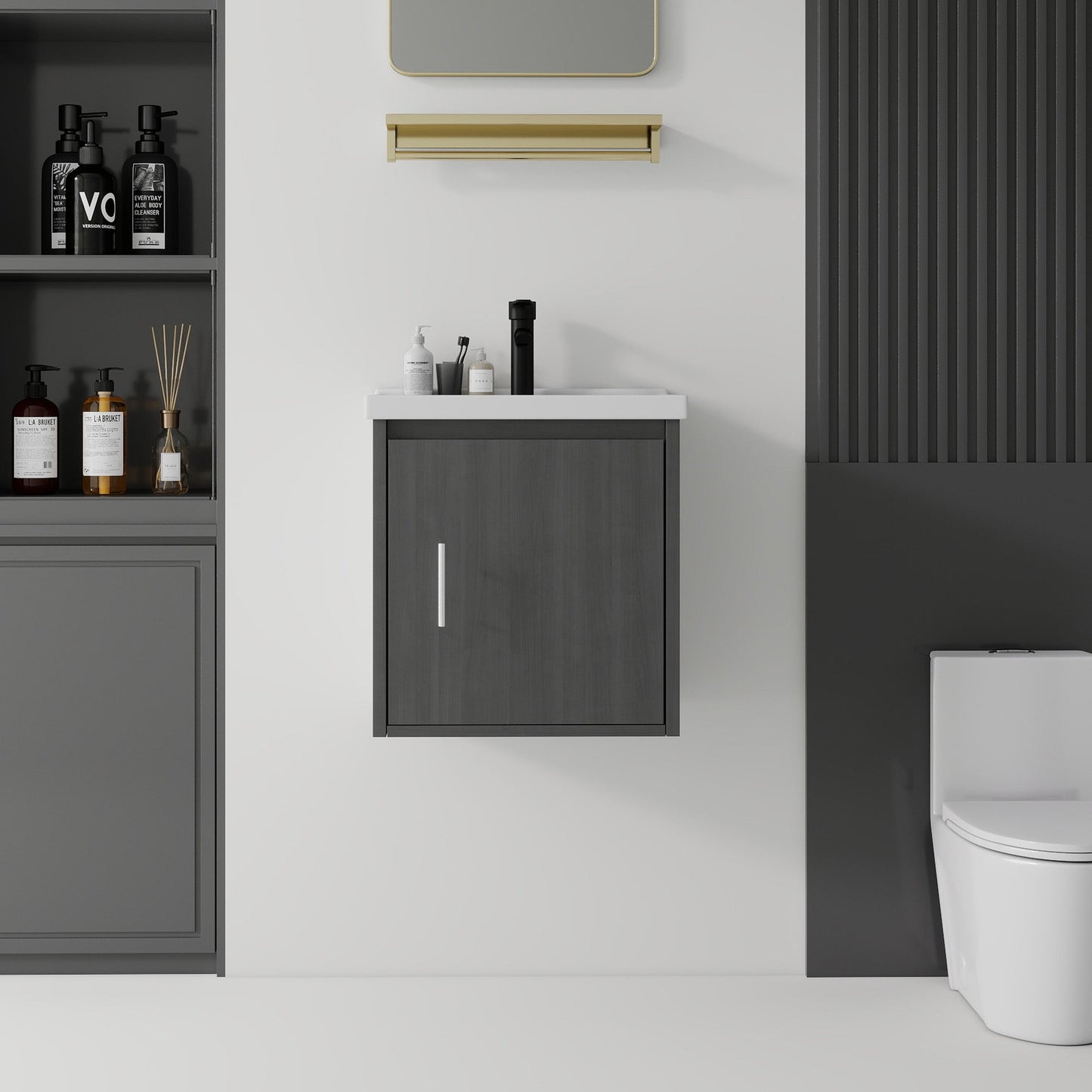 20 Inch Floating Bathroom Vanity with Sink, Soft-Close Door, Ceramic Sink, Plywood