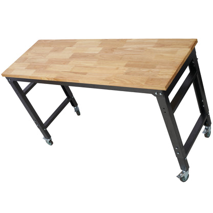Premium Rolling Workbench with Adjustable Height - Dark Gray,Wood