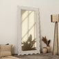 Handcarved Wave Design Rectangle Mirror Accent Enhancing Space - Antique White