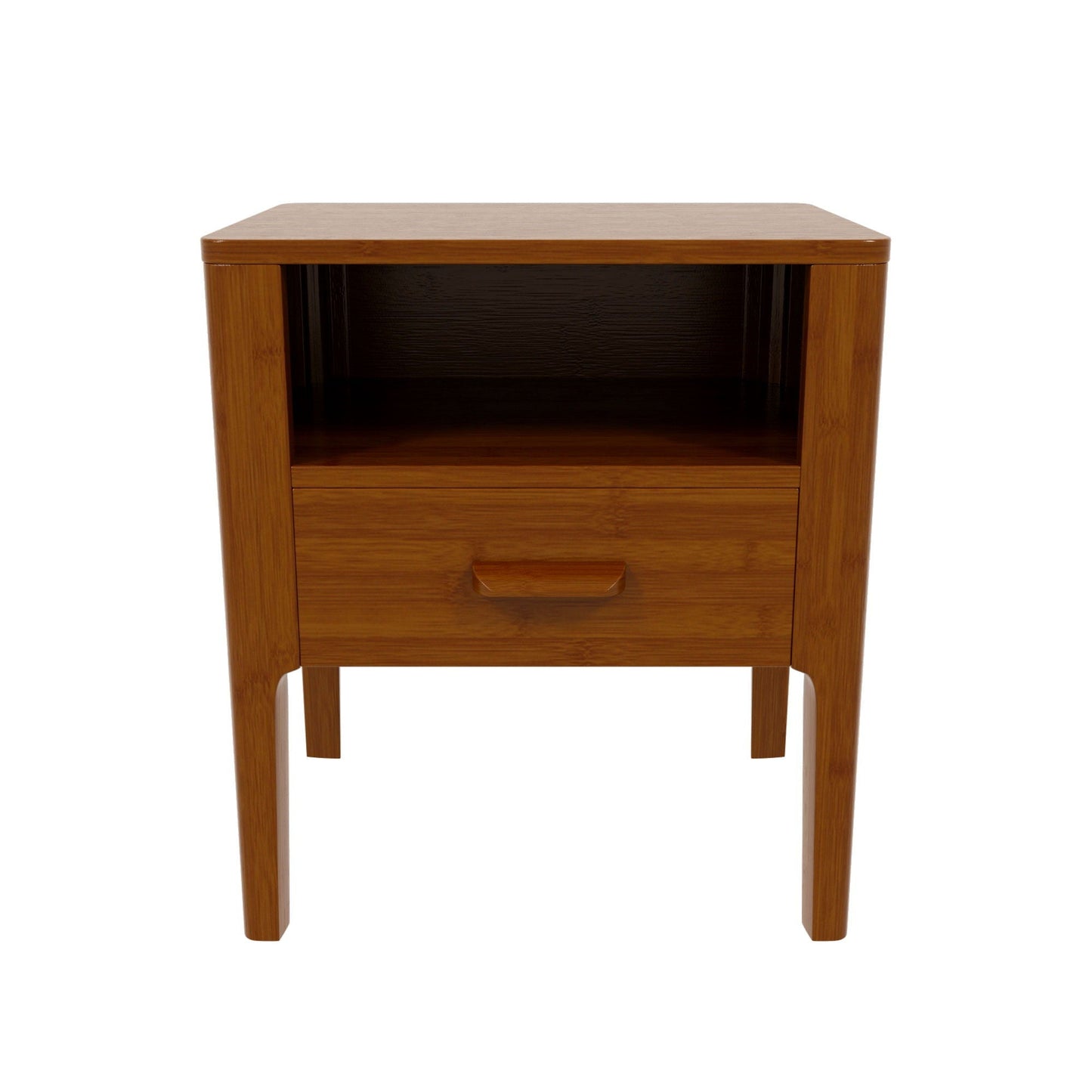Nightstand With Drawer And Open Shelf - Brown
