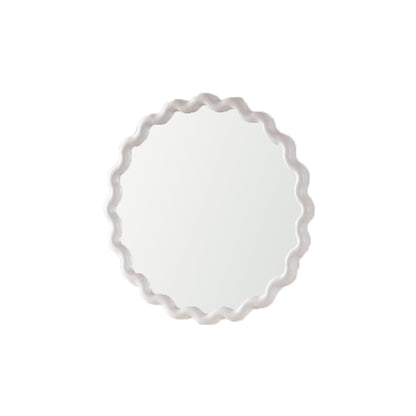 White Scalloped Round Wall Mirror