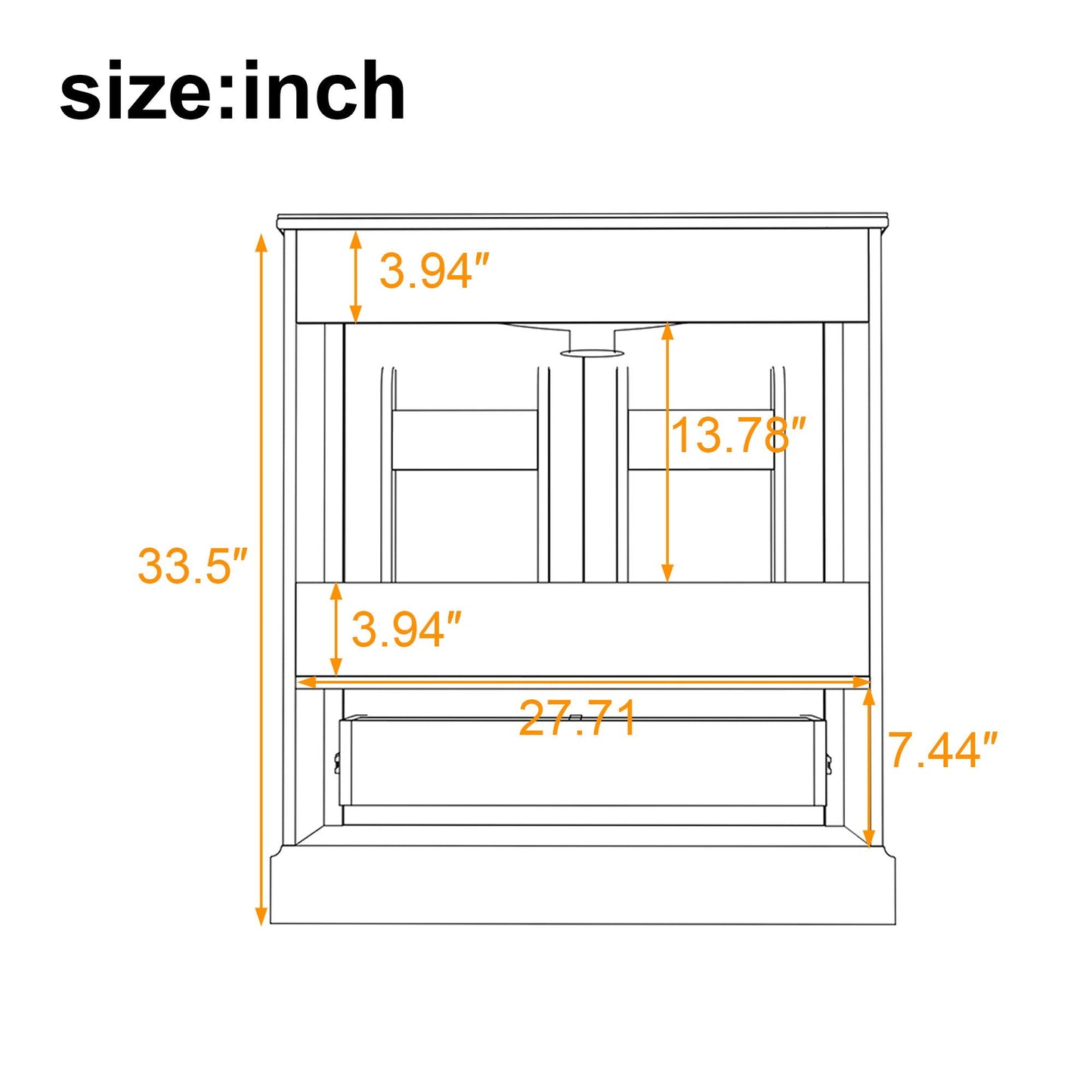 Bathroom Vanity With Sink, 1 Divided Drawer And 2 Soft Close Doors With Double Shelf