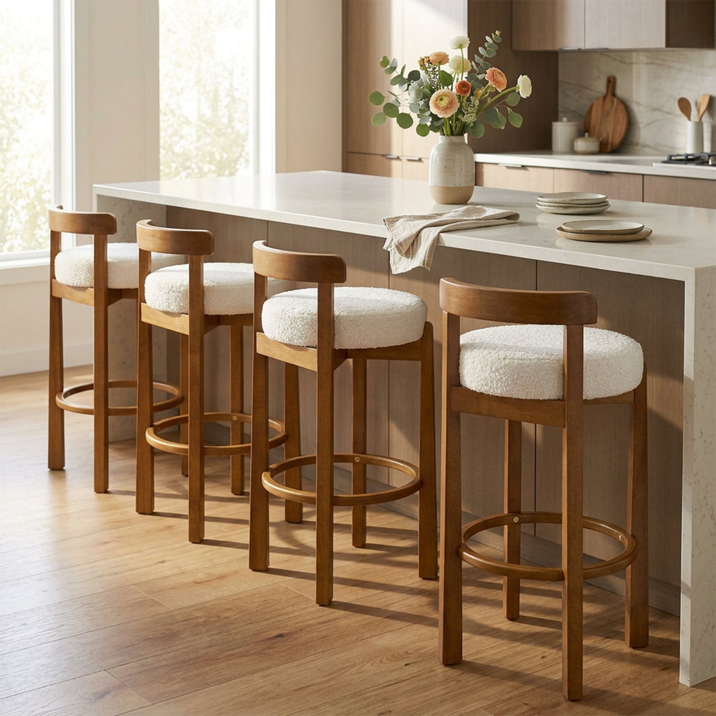 Elise Indoor Wooden Low Back Barstool