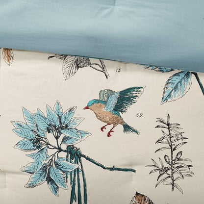 7 Piece Printed Cotton Twill Comforter Set Khaki King