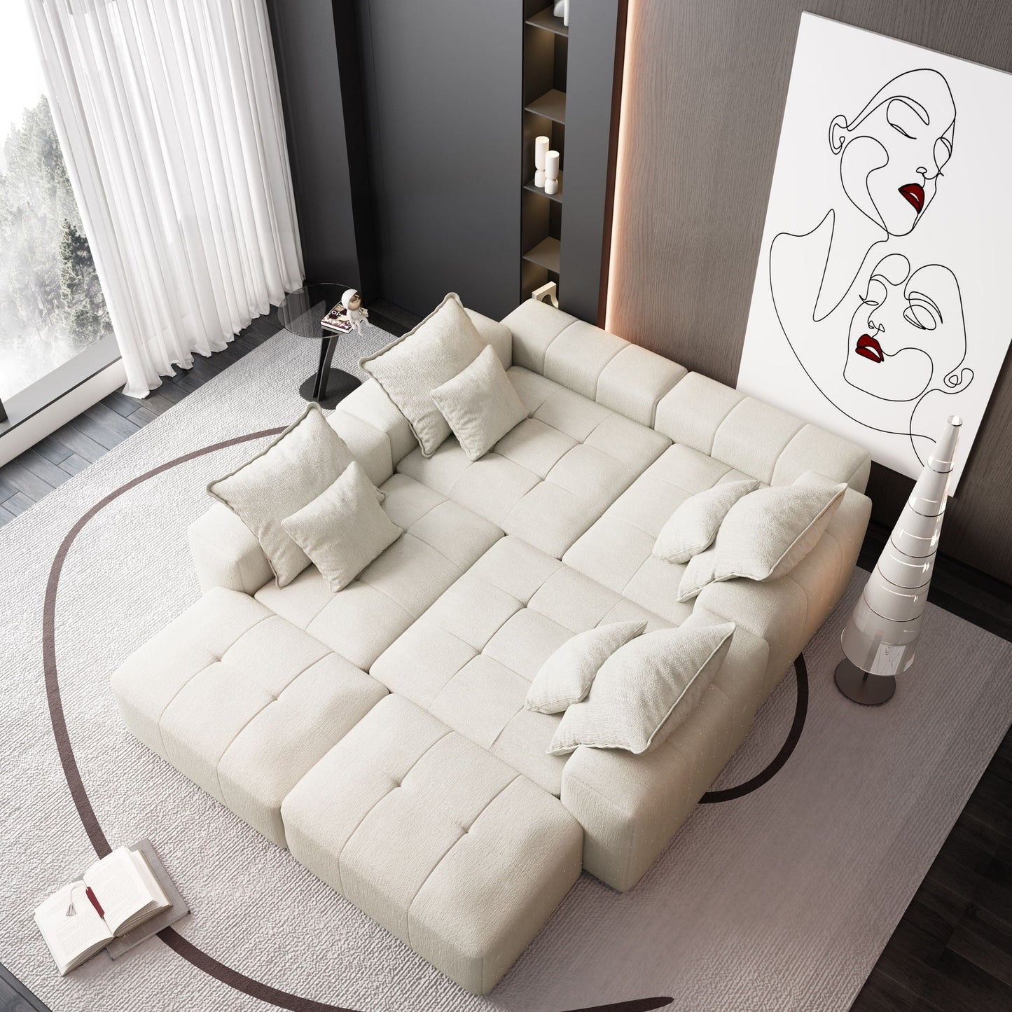 Modern Oversized DIY Combination Modular Sectional Sofa With Pillows