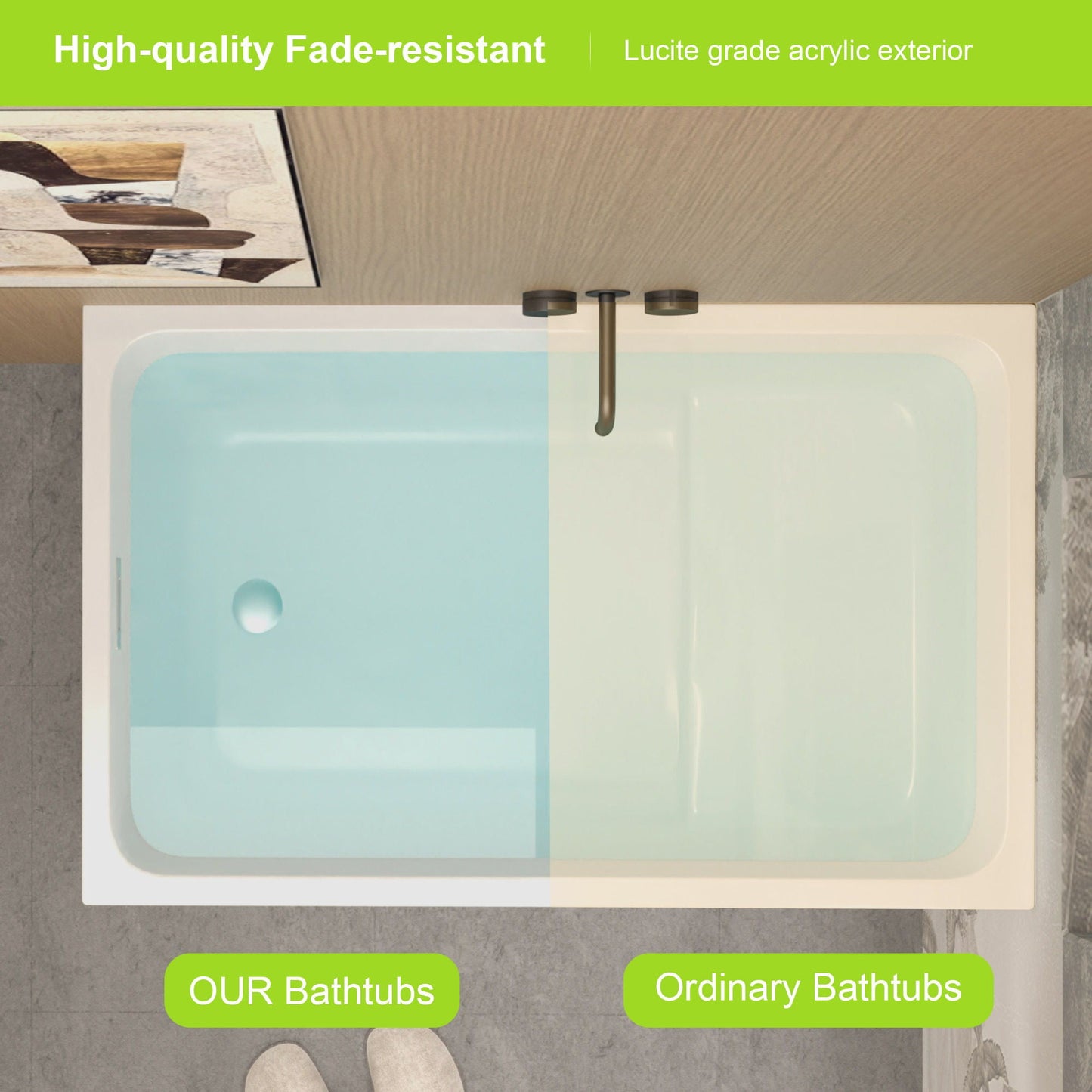 Freestanding Bathtub With Drain, Rectangular Shape