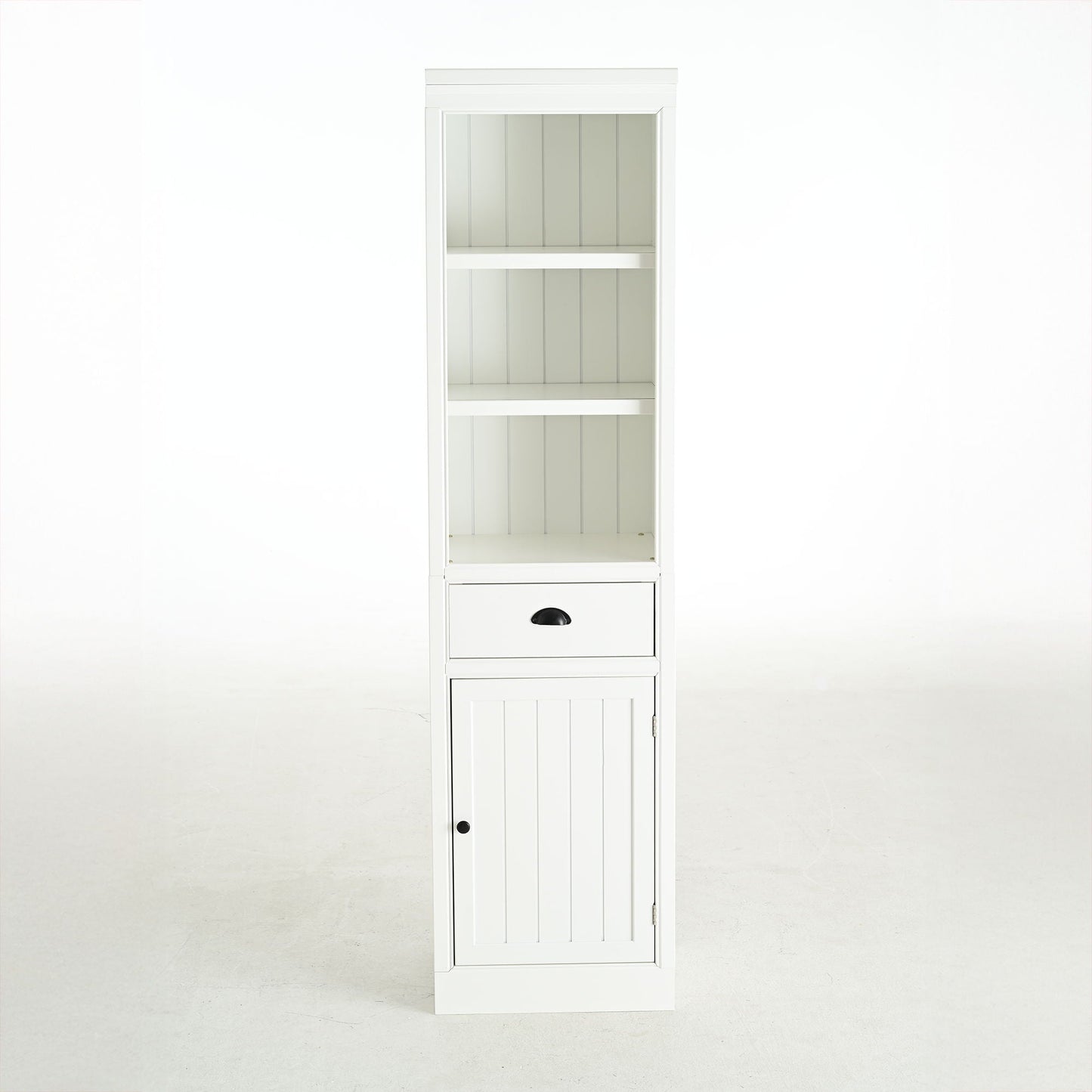 Retro Style 75'' Tall Display Shelf With Cabinet For Hallways Living Room Kitchen - White