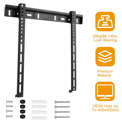 TV Wall Mount TV Wall Holder Bracket Support 32-65 inch Flat TV Max Hole Distance 400x400mm Hold Up To 30kg/66.14lbs