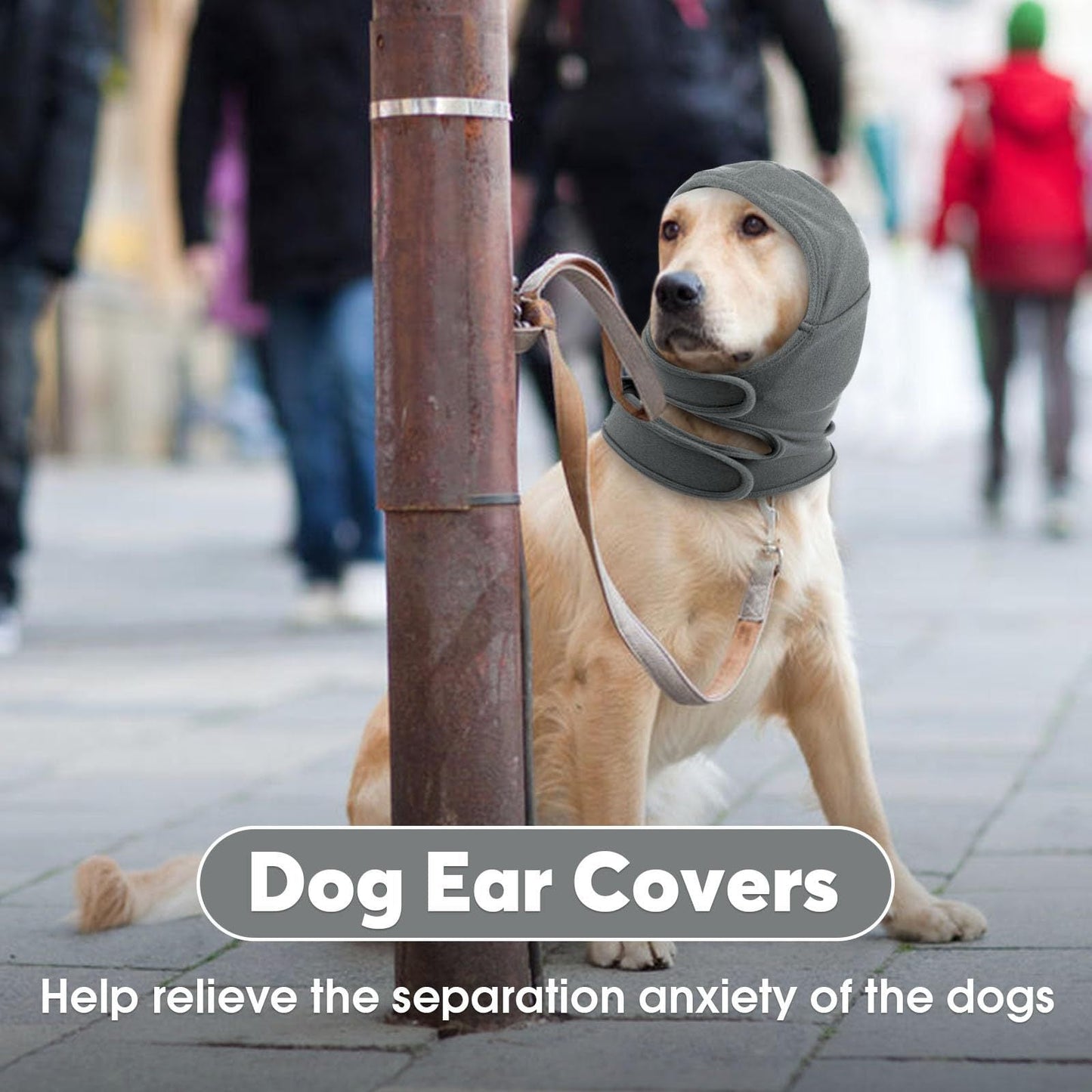 Calming Hoodie Dog Ear Covers-No Shake Hematomas Ear Wraps For Dogs, Adjustable Head Wrap Muffs Noise Cancelling Protector, Anxiety Relief, Fireworks & Grooming Bathing