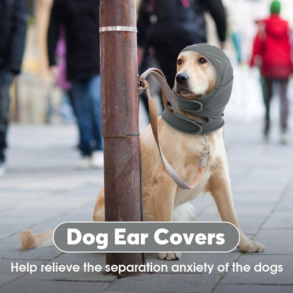 Calming Hoodie Dog Ear Covers-No Shake Hematomas Ear Wraps For Dogs, Adjustable Head Wrap Muffs Noise Cancelling Protector, Anxiety Relief, Fireworks & Grooming Bathing