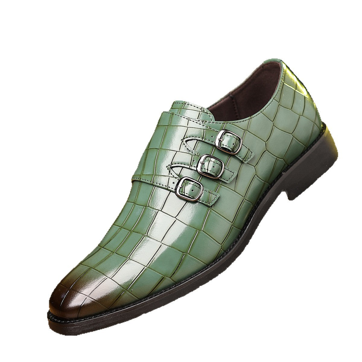Men's Work Utility Footwear Casual Pointed-Toe Buckled Leather Shoes