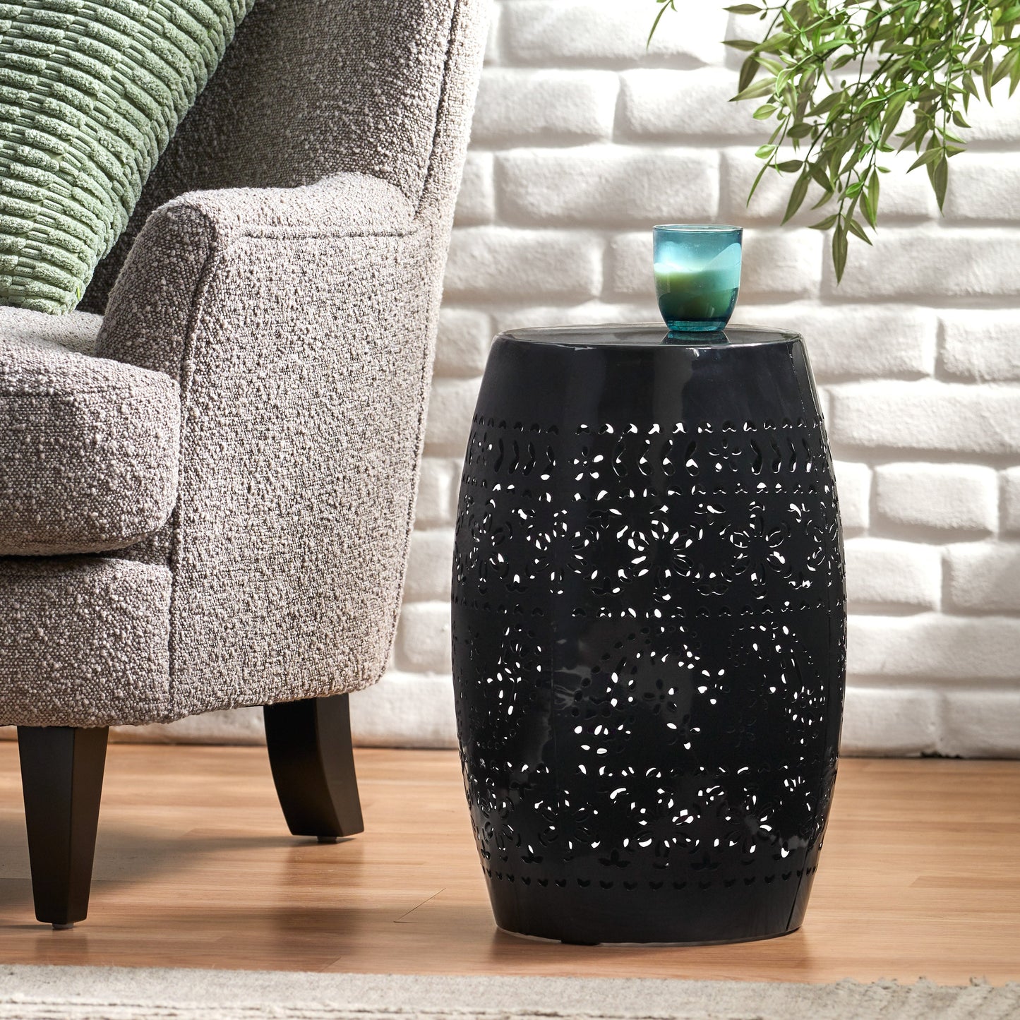 RUBY Side Table — Lace Cut Metal End Table for Outdoor & Indoor Use