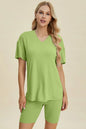 Plus Size Ribbed V-Neck Top & Shorts Set