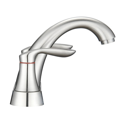 Two Handle 4 Inch Centerset Bathroom Sink Faucet with Pop-Up Drain, Brushed Nickel