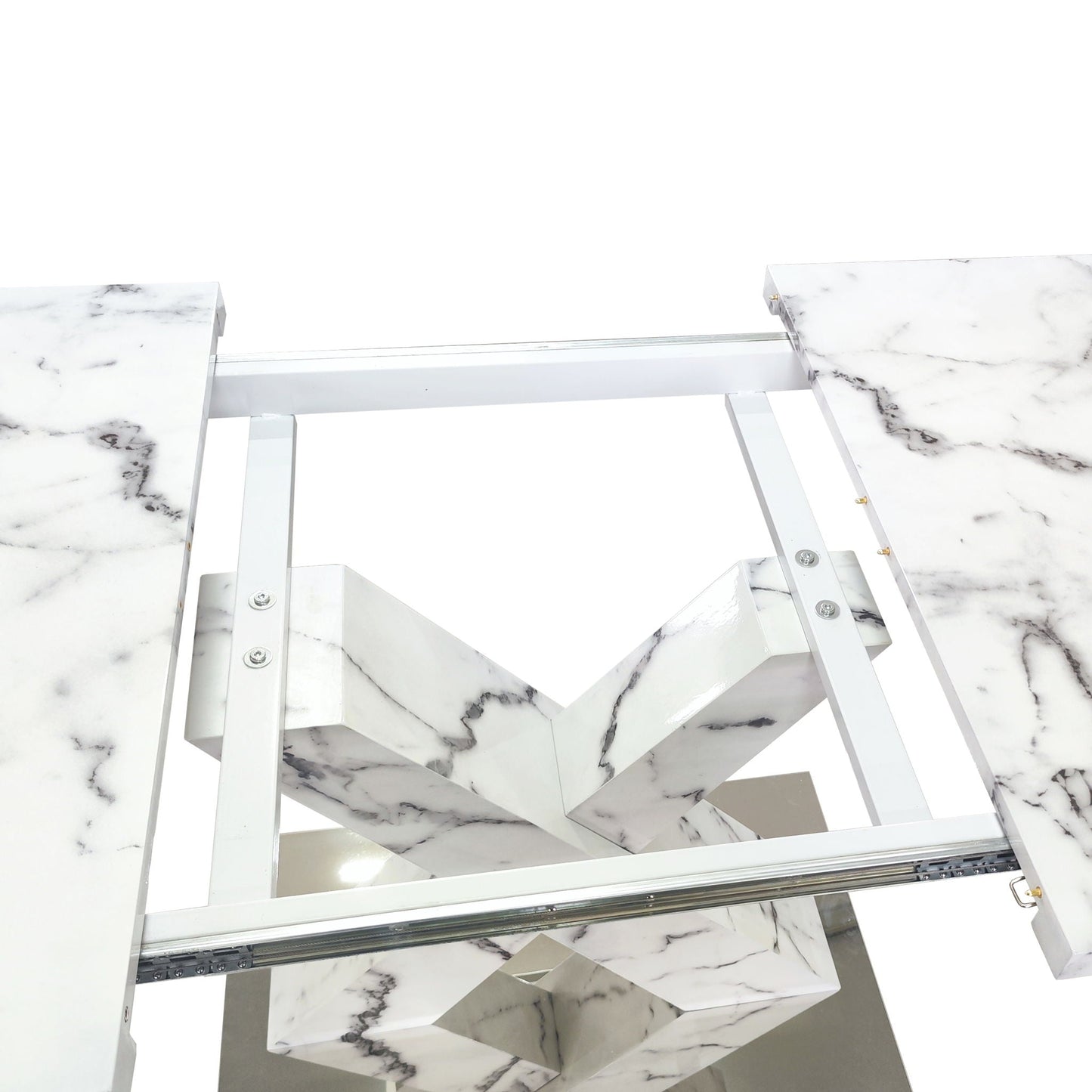 Modern Rectangle Dining Table With Stretchable TopAnd X Shape Legs