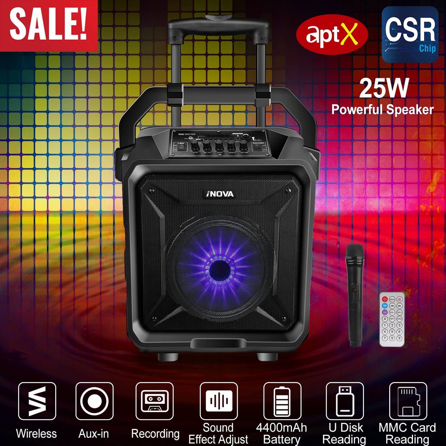 Portable Wireless Party Speaker with Disco Lighting