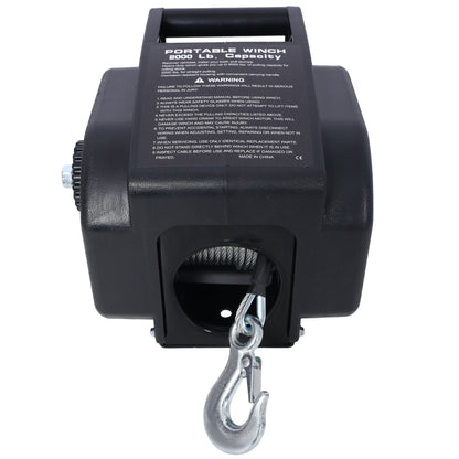 Reversible Electric Trailer Winch For Boats Up To 5000 Lbs With Galvanized Wire Rope And Casing - Black