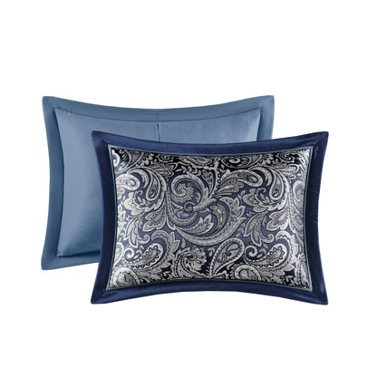 12 Piece Comforter Set with Cotton Bed Sheets Navy King