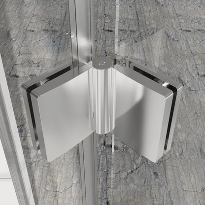 Bifold Frameless Shower Door With Tempered Clear Glass