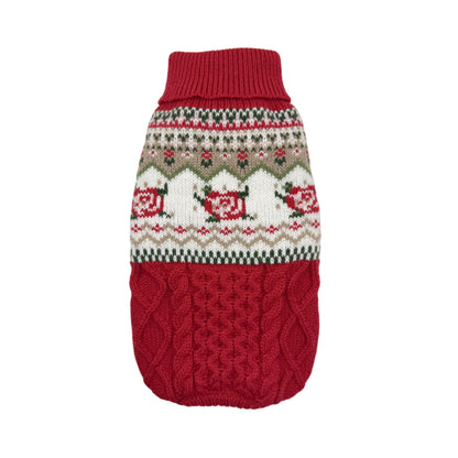 Retro Pet Sweater With New Year Roses Pattern