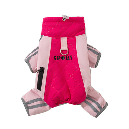 Autumn And Winter Dog Clothing Small And Medium Sized Dog West Highland Bichon Frise Down Jacket With Fleece For Warmth, Pet Four Legged Cotton Jacket