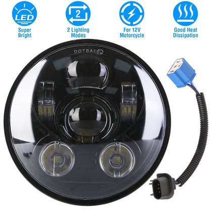 5.75In LED Headlight Motorcycle Projector Headlamp Fit for Harley Dyna Sportster Iron 883 Street Rod Street Bob Softail Deuce Custom Super Wide Glide
