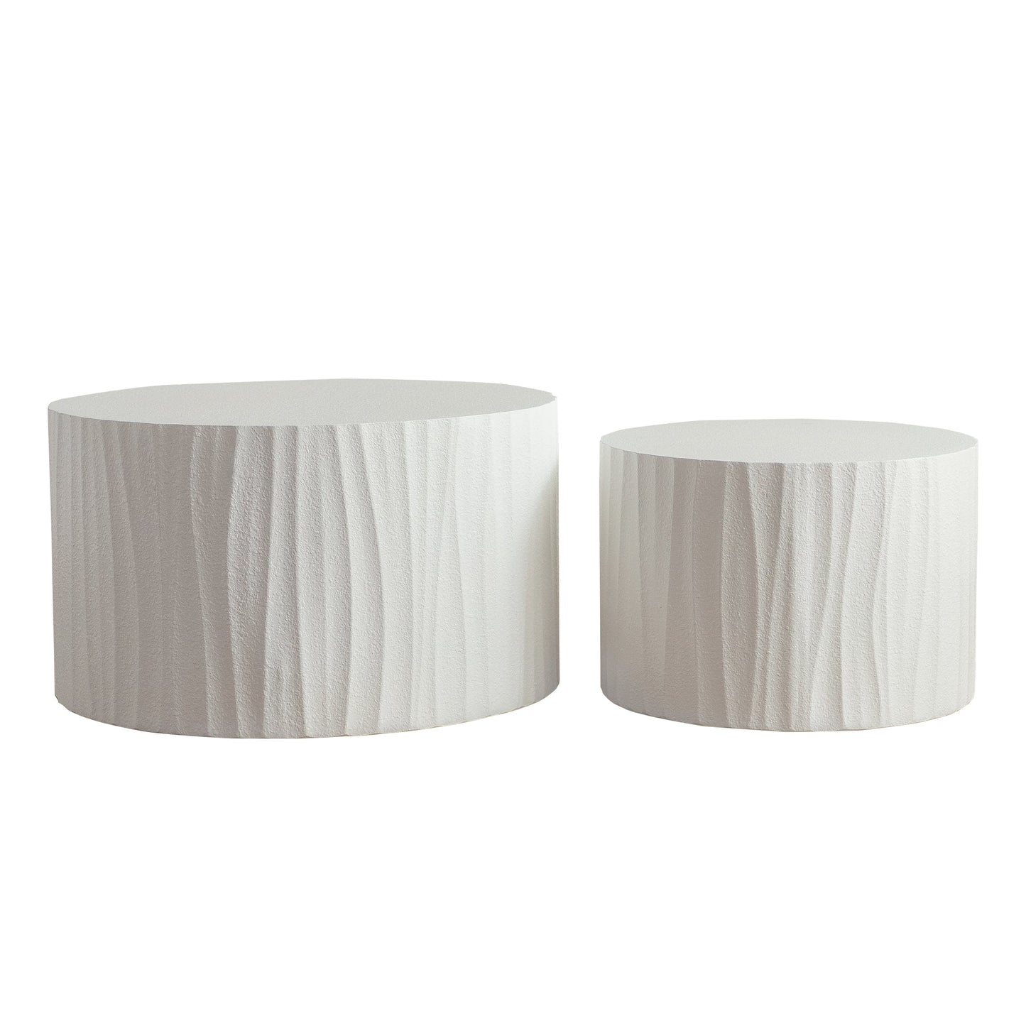 Nesting Coffee Table Set of 2 Round Wooden Tables