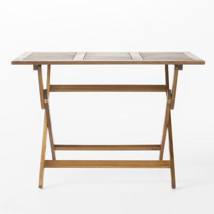 Blissique Outdoor Foldable Wood Dining Table With Slat Design