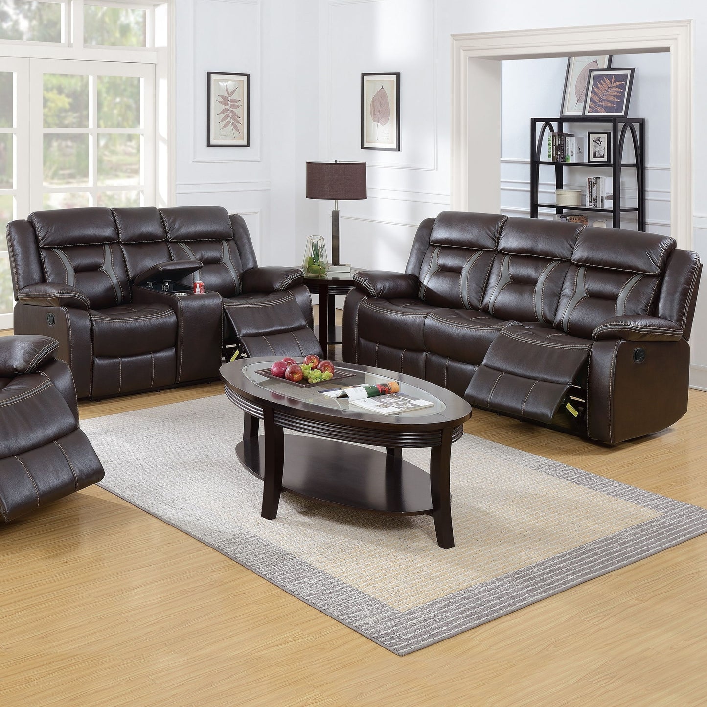 Living Room Set With Pillow Armrest And Tufted Backrest