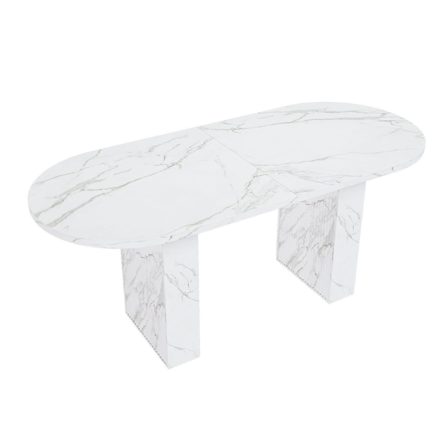 Oval Dining Table With Wood Strip Base
