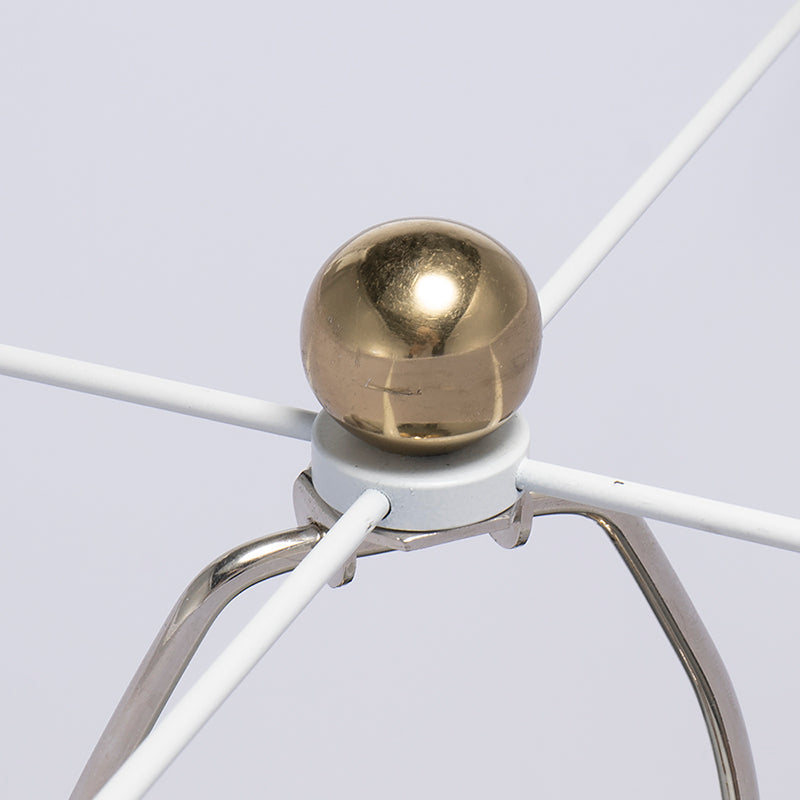D15x25.7' Round Aluminum Sheet Gold Table Lamp with White Fabric Shade
