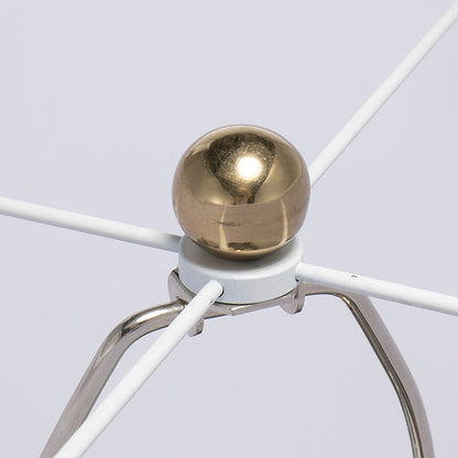 D15x25.7' Round Aluminum Sheet Gold Table Lamp with White Fabric Shade