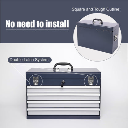 Heavy Duty Metal Tool Box, 21-inch with 4 Drawers