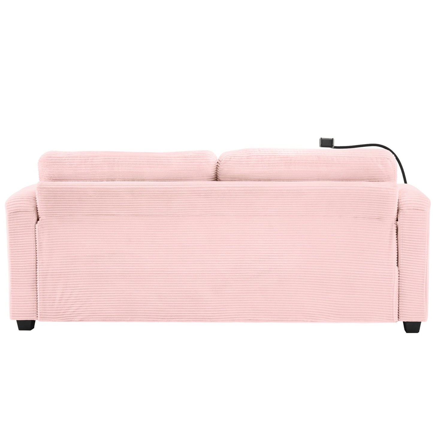 Sleeper Sofa Loveseat Sofa With Full Size Mattress, 2 USB Ports, 2 Cup Holders, 2 Side Pockets And Phone Holder