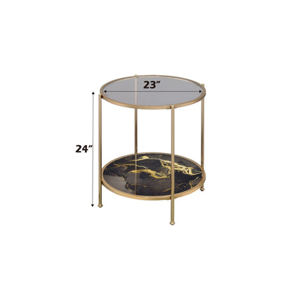 Fiorella Marble Print Glass Table