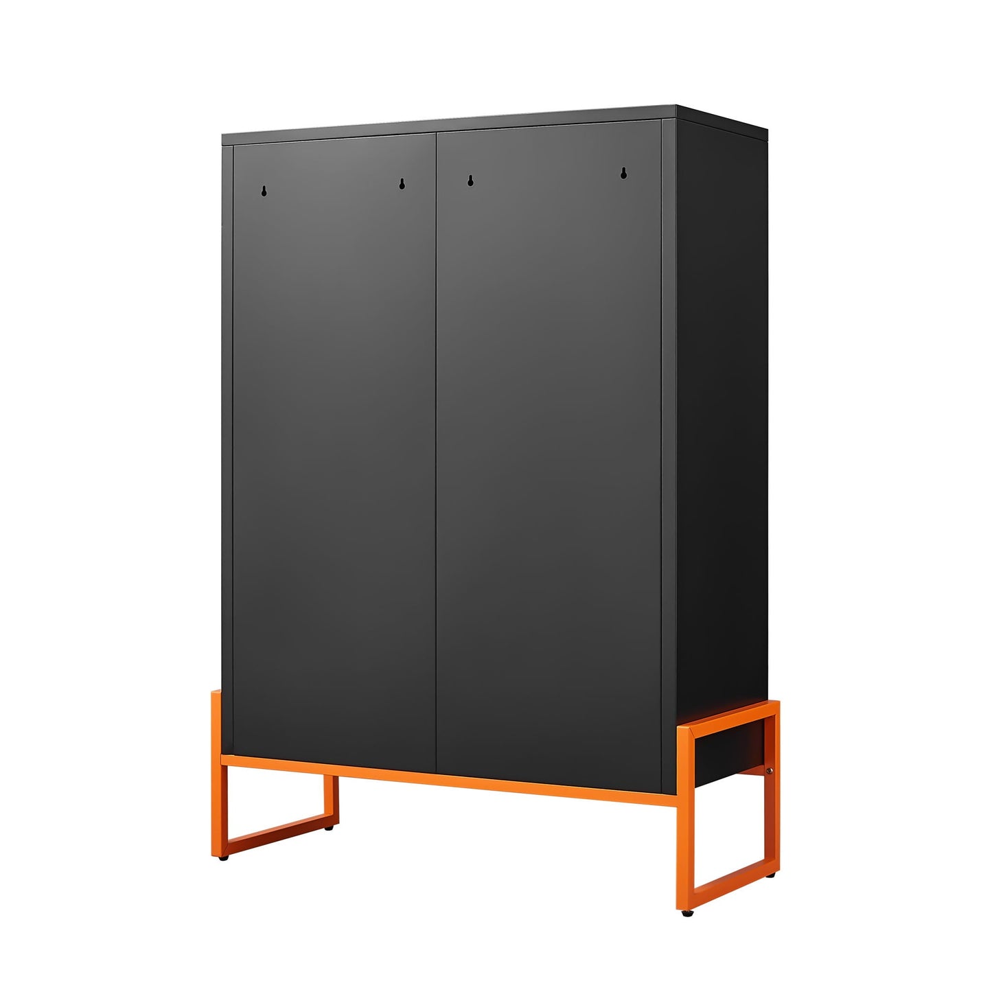 Modern Metal Shoe Cabinet With DoublebSided Doors And Adjustable Partitions