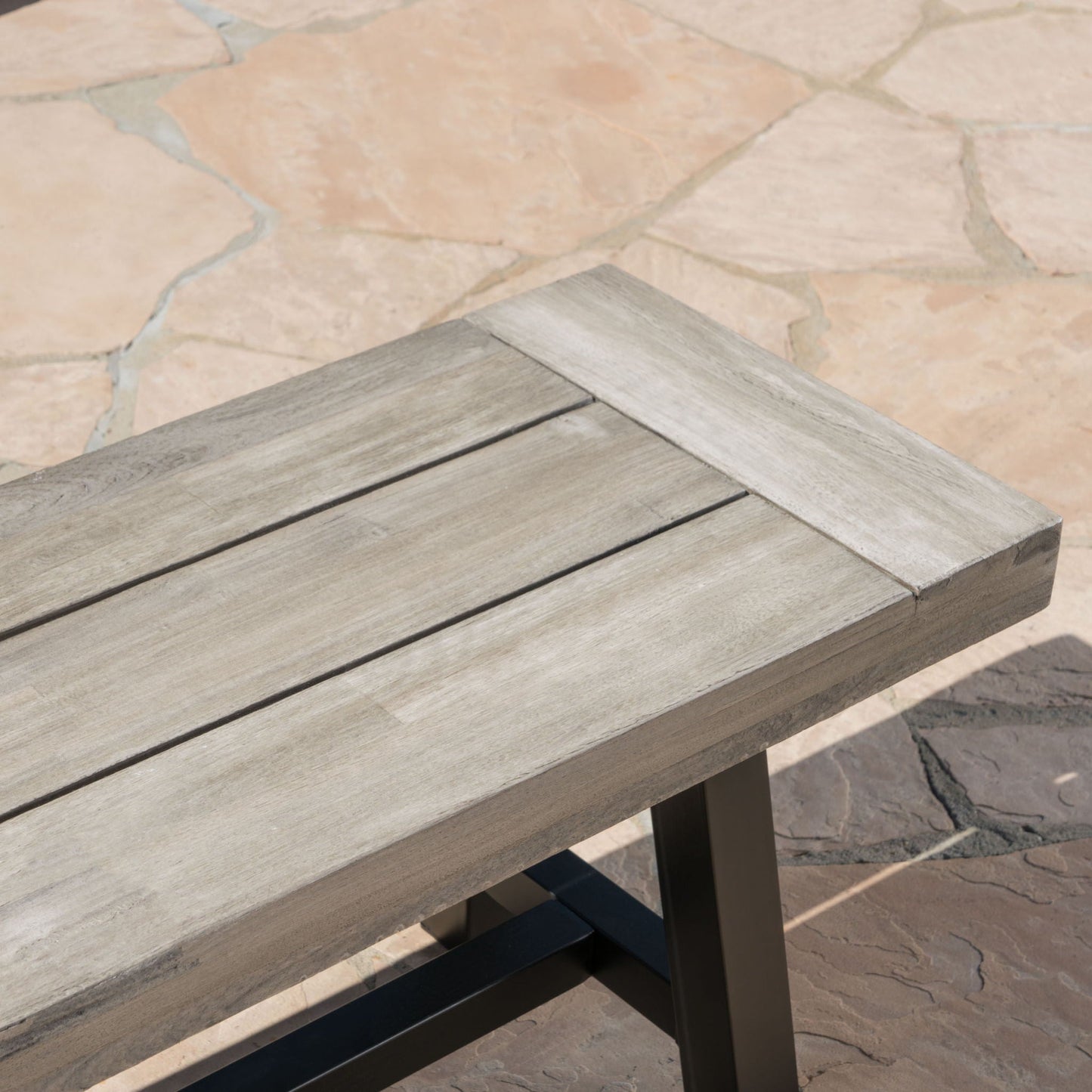 Tranquilizer Outdoor Acacia Wood Bench With Slat Panel Design
