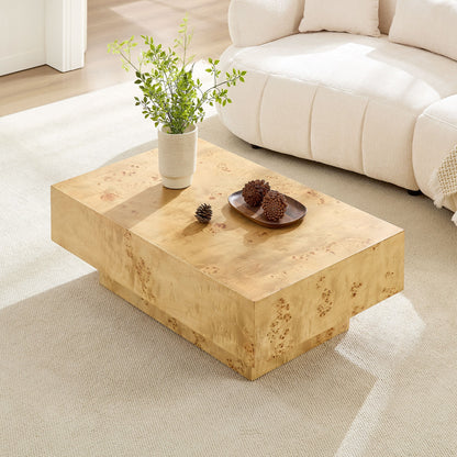 43.31 Inch Burl Wood Veneer Coffee Table