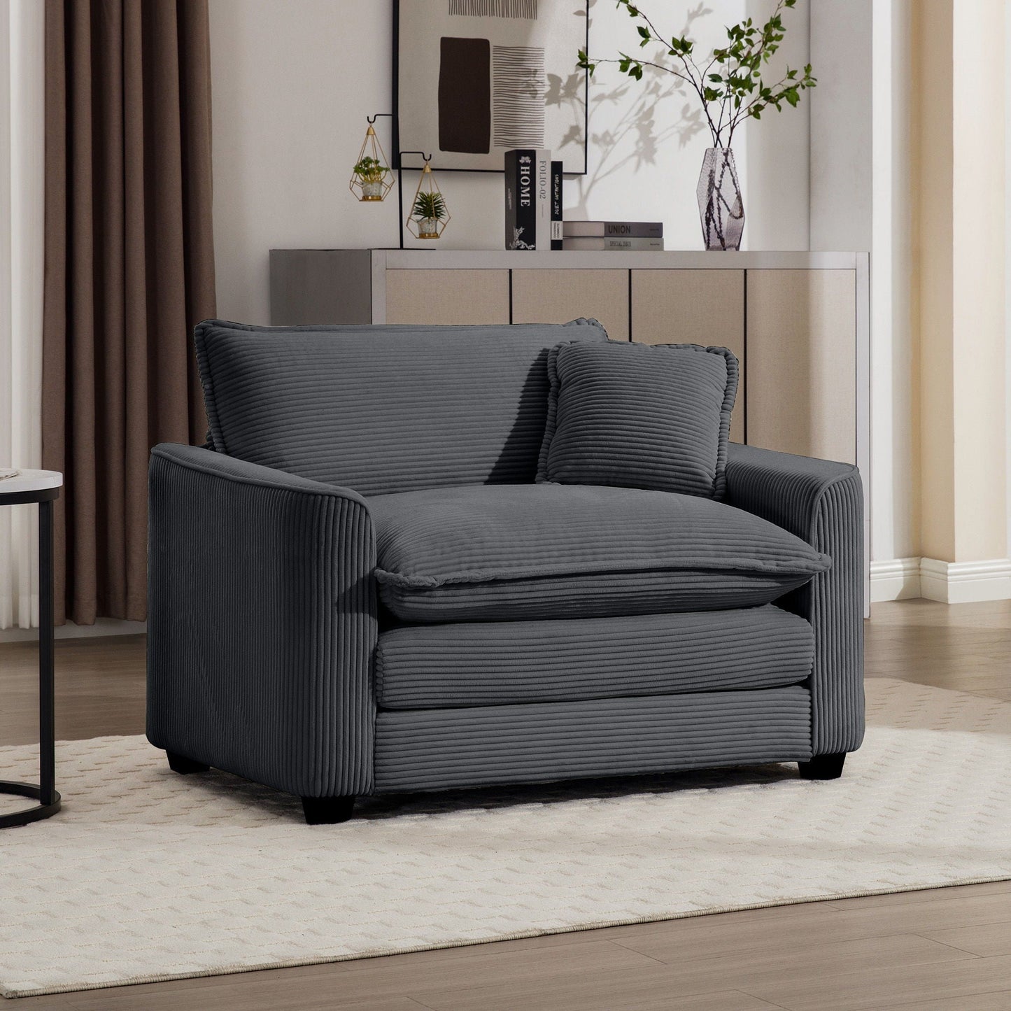Modern Classic Fabric Single Chair Deep Seat Sofa With Pillow