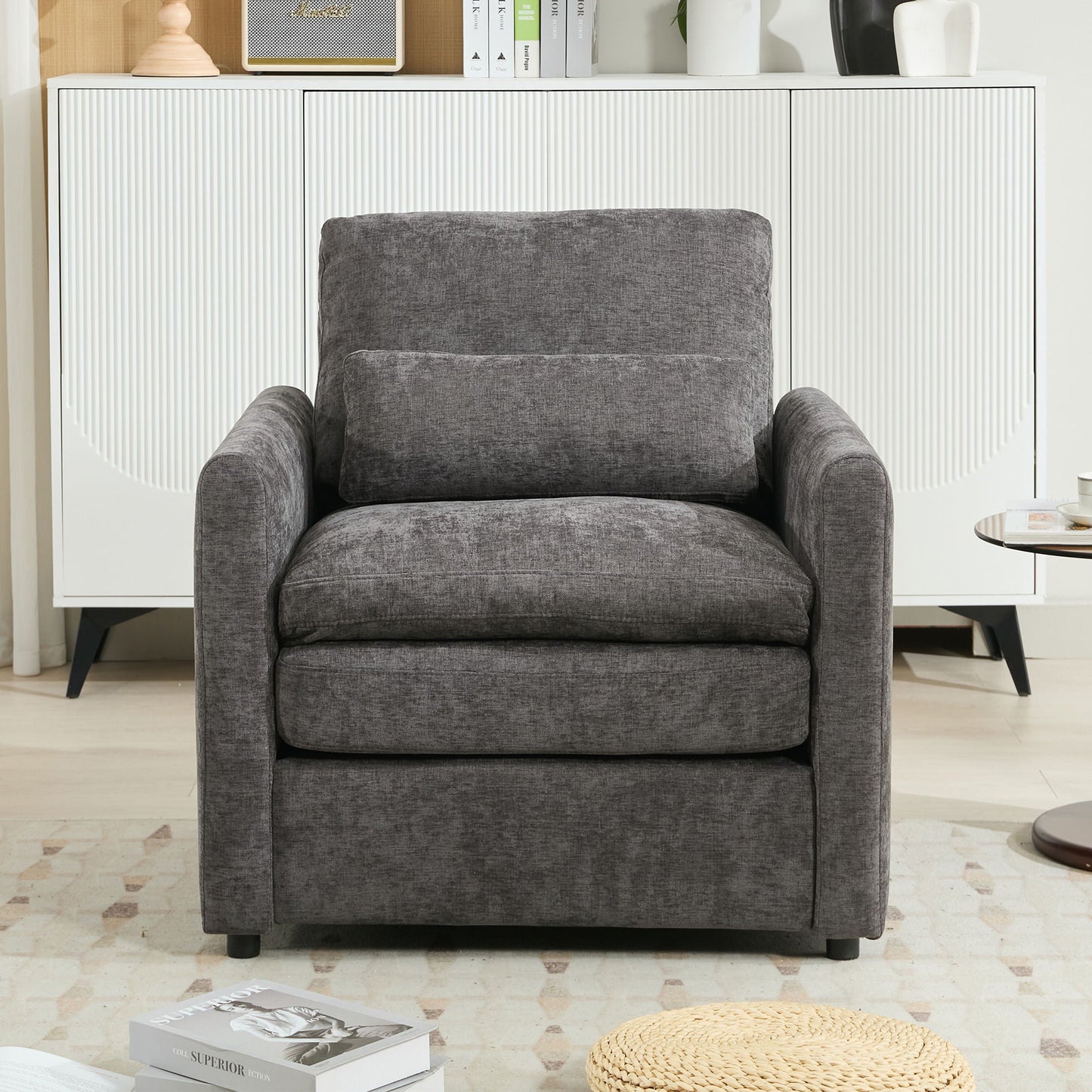 Cozy Upholstered Cushion Armchair For Living Room