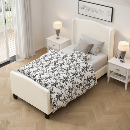 Platform Bed Frame With Tall Headboard And High Footboard