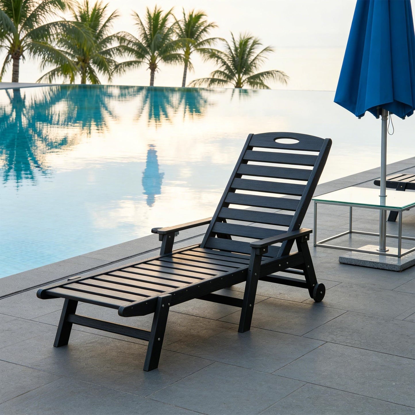 Patio Lounge Chair Outdoor with Reclining Backrest