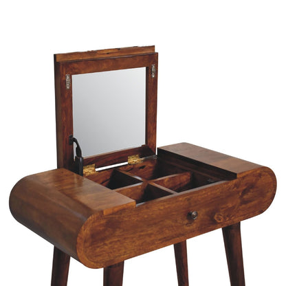 Mini Round Fold Vanity - Chestnut