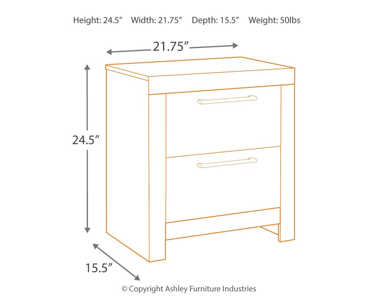 Derekson - Two Drawer Night Stand - Multi Gray