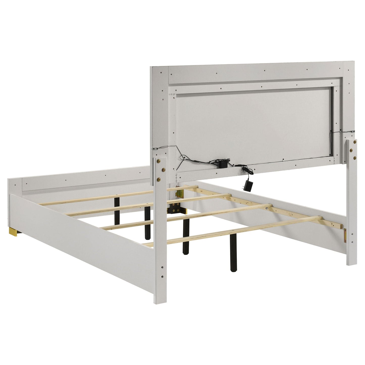Marceline Wood Full LED Panel Bed White