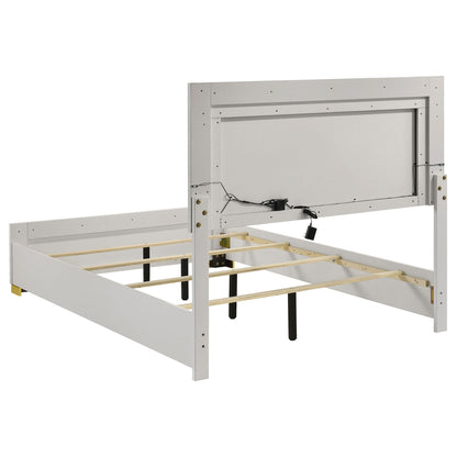 Marceline Wood Full LED Panel Bed White