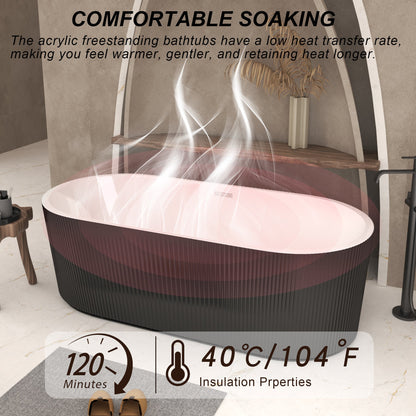 59" Linear Acrylic Freestanding Soaker Bathtub