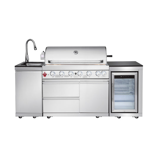 Outdoor Kitchen Island 82.5 Inch 6-Burner Propane Gas BBQ Grill